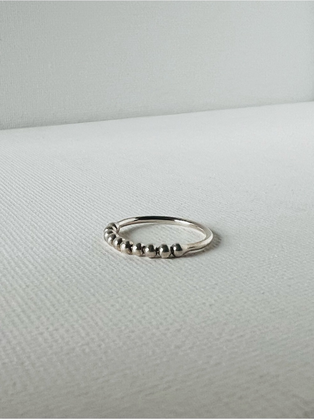 Sterling Silver (925) Beaded Stackable Ring - Approximately Finger Size 7 - Picture 2 of 6